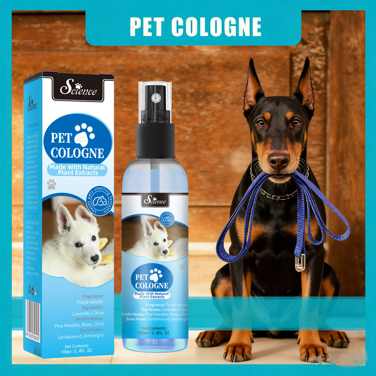 Perfume Fragrance Shampoo - 100mlペット用消臭香水スプレー、猫と犬の臭いを除去する天然成分配合の長持ちする香り（レモン、オレンジ、ラベンダー）