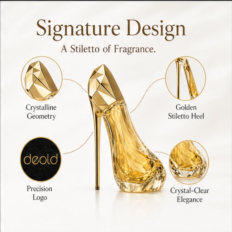 豪華な金色のハイヒール型の女性用香水 - ガラス瓶に入った長 - Perfume High Fragrance のレビューと価格