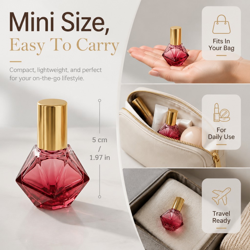 7mlの空のダイヤモンド型カラーガラスロールオンボトル、エッ - Perfume Fragrance World Qahwa のレビューと価格