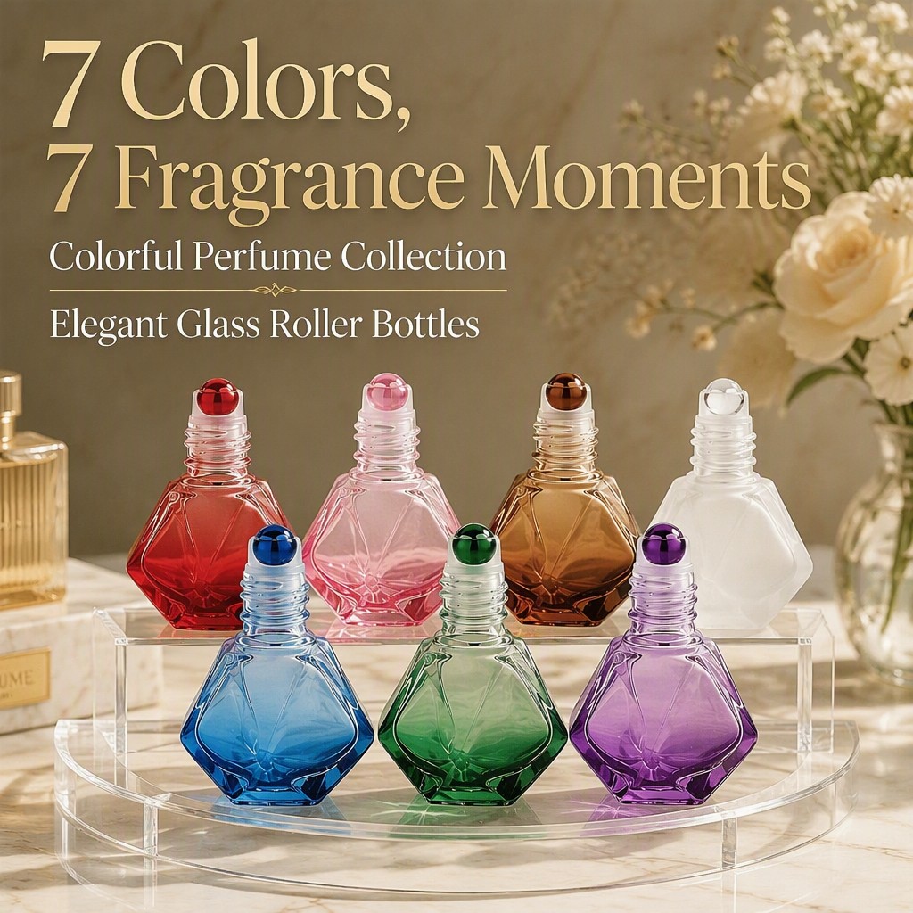 7mlの空のダイヤモンド型カラーガラスロールオンボトル、エッ - Perfume Fragrance World Qahwa のレビューと価格