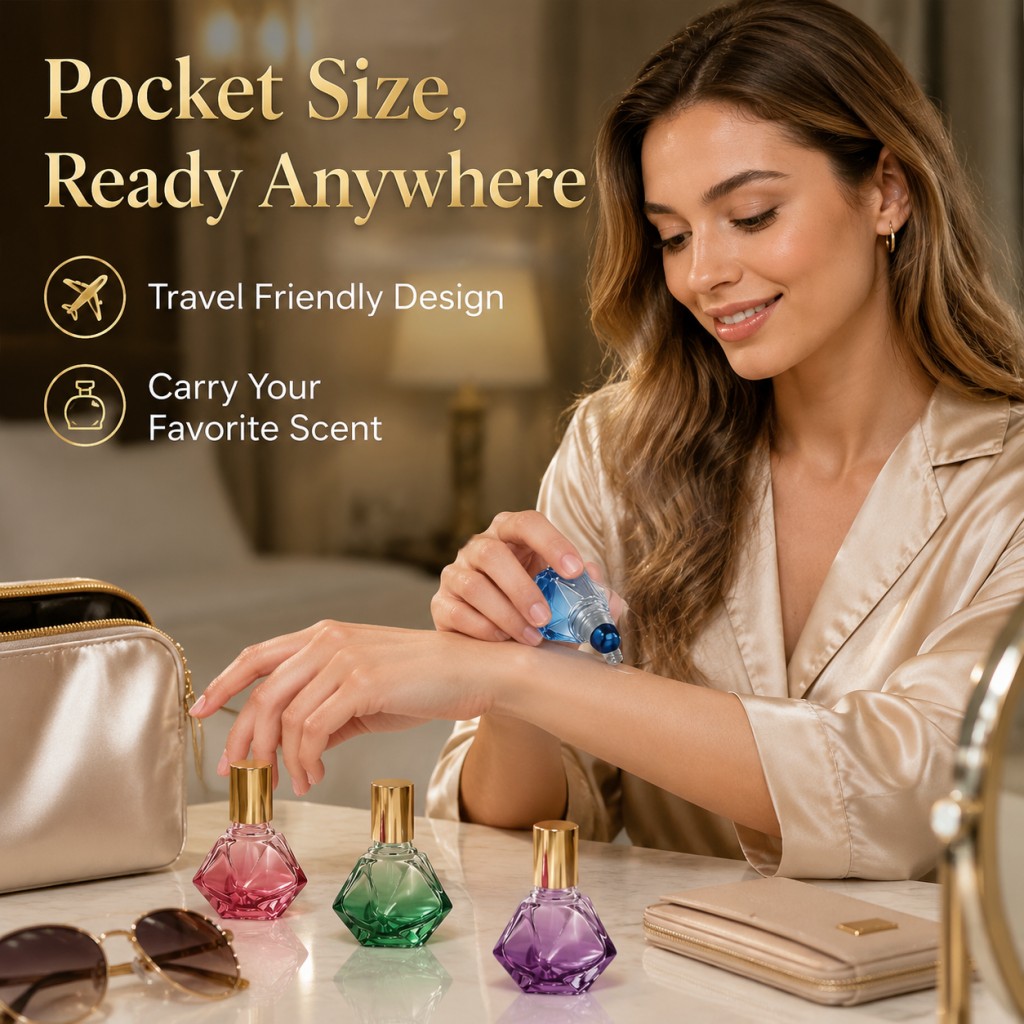 7mlの空のダイヤモンド型カラーガラスロールオンボトル、エッ - Perfume Fragrance World Qahwa のレビューと価格
