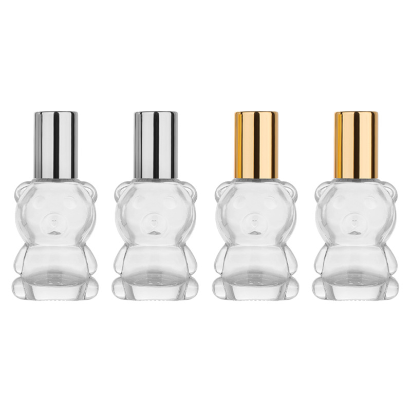 エッセンシャルオイルガラスボトル空のクリアクマ型スチールロー - Perfume Fragrance Liquid のレビューと価格